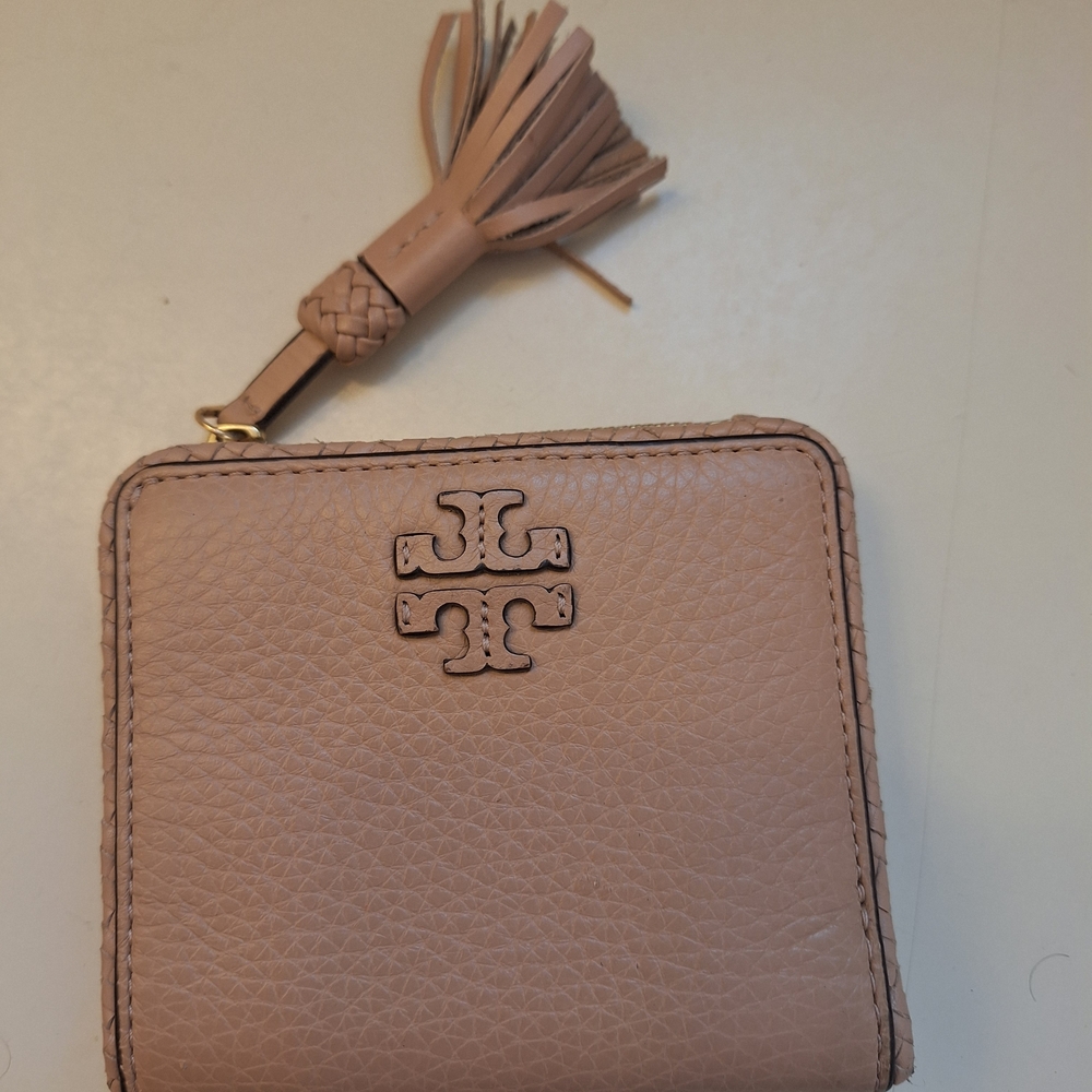 Tory Burch Beige Leather Wallet with Tassel